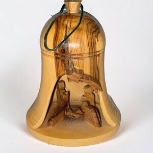 Christmas Ornament Wooden Holy Nativity Scene Hand carved Boho Eclectic Decor